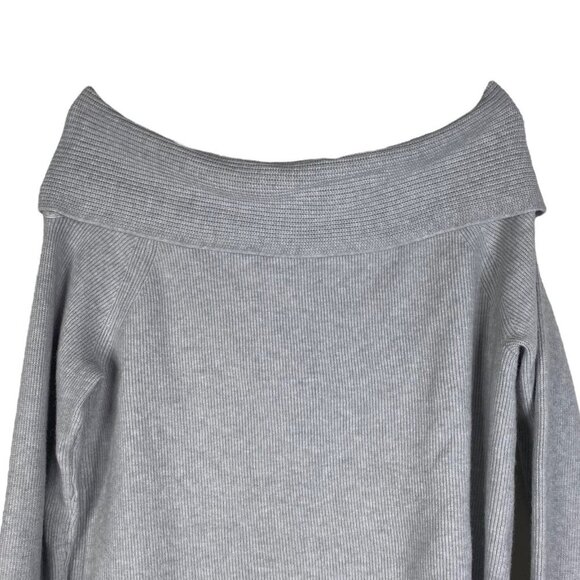 NEW Leith Ribbed Soft Off the Shoulder Gray Sweater - Picture 2 of 4